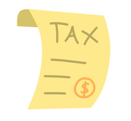 Vector illustration of a yellow tax document with a dollar symbol