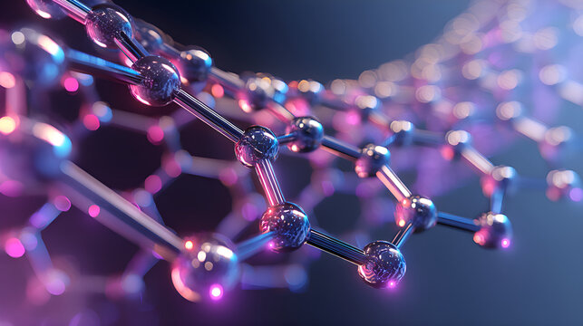 Molecular structure forming hexagonal lattice in abstract scientific visualization