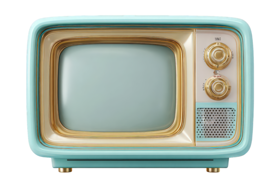 Retro Television Set Turquoise and Gold - Powered by Adobe