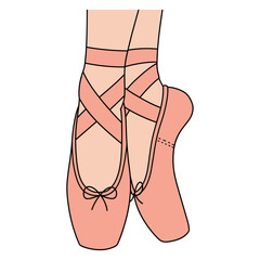 Ballet Slippers En Pointe with Delicate Ribbons and Detailed Stitching. © animardiani