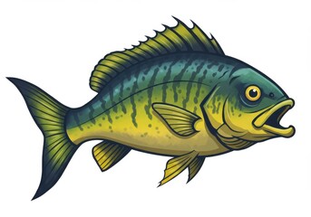 Fototapeta premium Vibrant game fish swimming freely with open mouth and detailed scales detailed fish