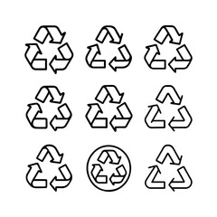 Obraz premium Collection of Nine Unique Recycling Symbols with Arrows.