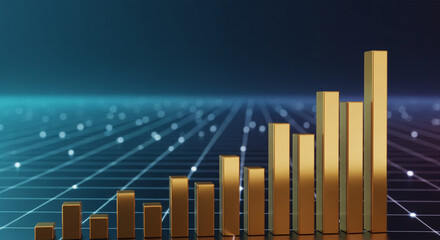 Corporate Success Visualization Gold Bar Chart Financial