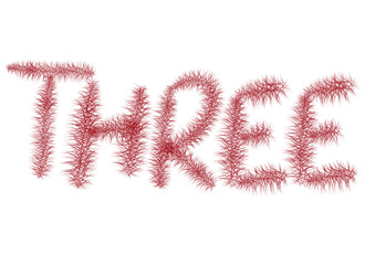 3 Three in words with furry style vector illustration png 