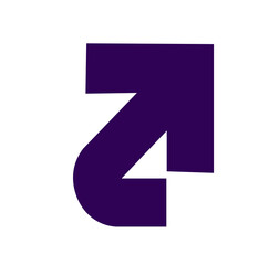 right purple up arrow icon white background
