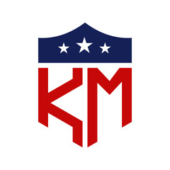 Patriotic KM Logo Design. Letter KM Patriotic American Logo Design for Political Campaign and any USA Event.