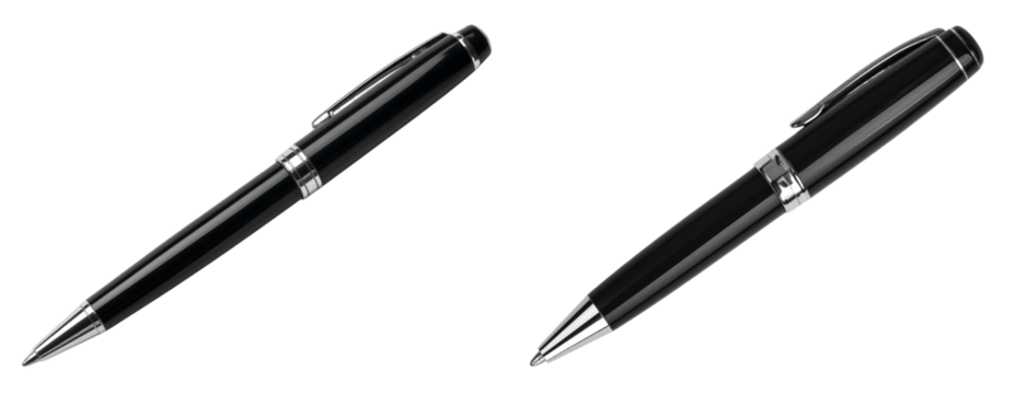 Elegant Black Pen with Silver Details, isolated on a transparent background PNG