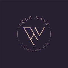 Professional AV Logo. Modern Minimal AV Letter Monogram Emblem for Premium Branding