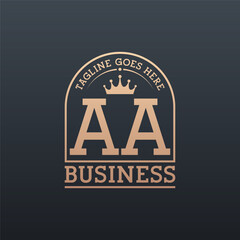 Luxury AA Logo with Crown. Elegant Letter AA Business Logo