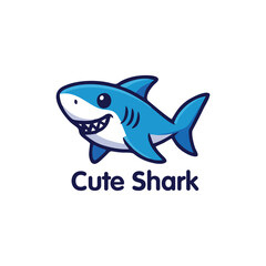 Cute Shark Mascot Logo: A Playful and Friendly Cartoon Character.