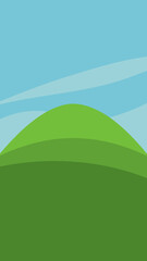 Obraz premium Vibrant green rolling hill landscape with a cloudy blue sky vector illustration