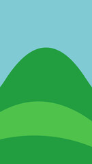 Fototapeta premium Vibrant green hills and blue sky landscape vector illustration scalable nature scene