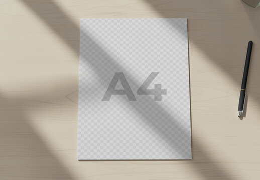 Simple A4 Mockup Paper On Desk