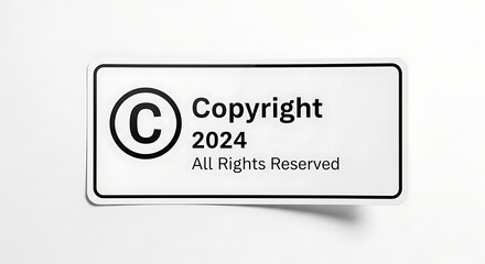 Copyright symbol 2024 with all rights reserved text, isolated on white background