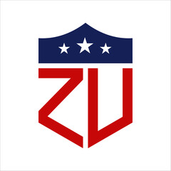 Patriotic ZU Logo Design. Letter ZU Patriotic American Logo Design for Political Campaign and any USA Event.