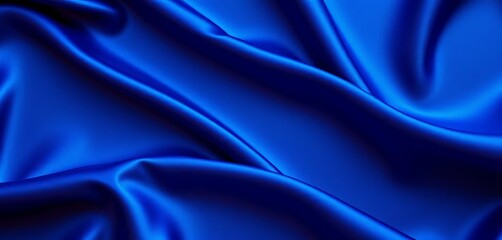 Fototapeta premium Deep blue silk fabric, luxurious texture, elegant backdrop, drape, subtle