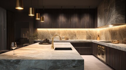 Modern dark kitchen interior