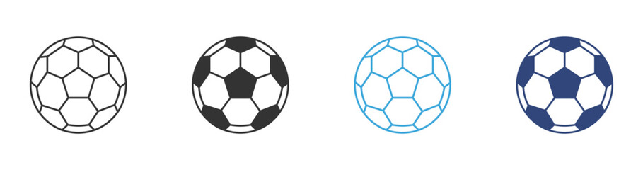 Fototapeta premium Football or soccer ball icon set in outline and flat style , vector illustration. 