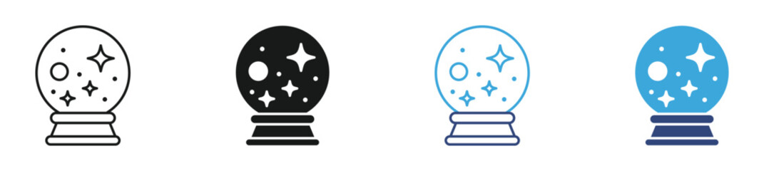 Fortune teller magic crystal ball icon set in outline and flat style , vector illustration. © Habiba Anika