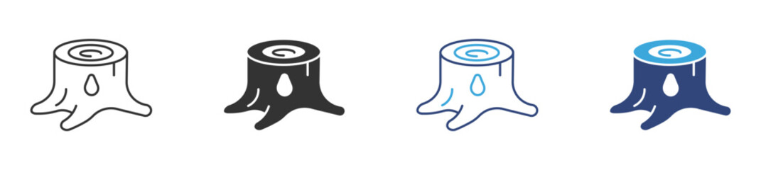 Tree Stump icon set in outline and flat style , vector illustration. 