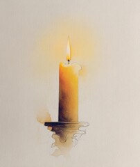 A candle is lit and the flame is yellow