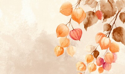 A painting of a tree with orange flowers