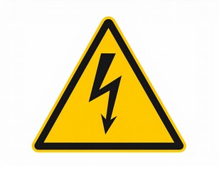 Yellow triangular warning sign with black lightning bolt symbol indicating electrical danger