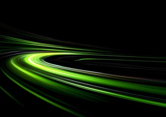 Abstract green light trails on a dark background