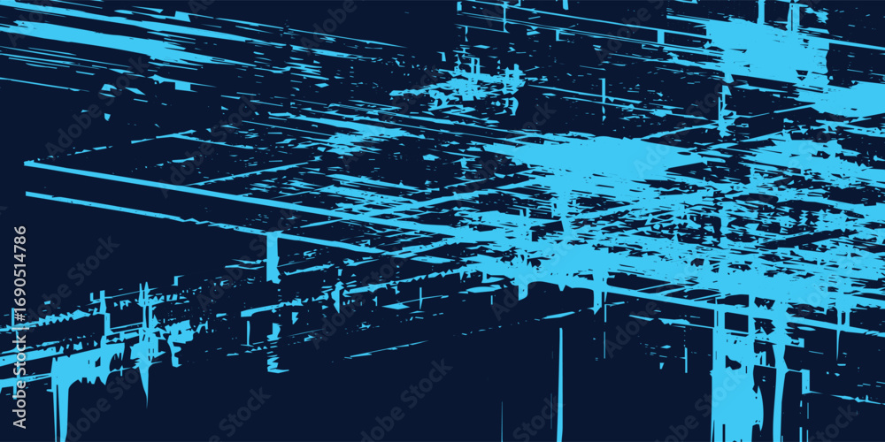 Wall mural a striking digital artwork displays light blue geometric patterns and lines against a deep navy back