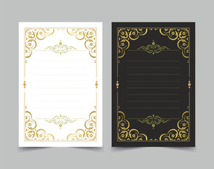 Ornate Golden Decoration Invitation Card Template with Blank Writing Space