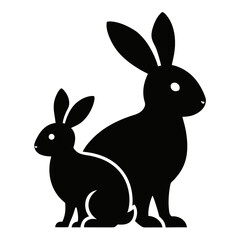 silhouette of a Rabbits on white background
