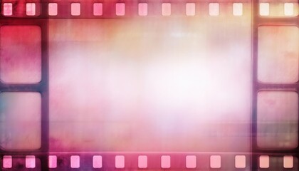 Obraz premium vintage film strip frame with faded pink purple gradient light leak texture for retro wallpaper or creative banner background
