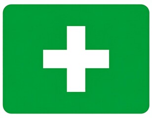 Obraz premium Essential Green Medical Cross Symbol for Emergency and Safety Information