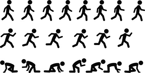 Naklejka premium Stick figures running and in starting positions on white background Keywords: stick figure, silhouette