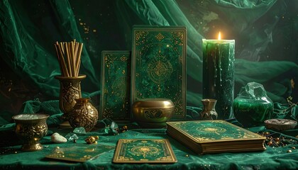 Mystical Books and Candles in Enchanted Setting
