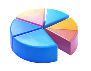 3D pie chart with five segments in vibrant colors