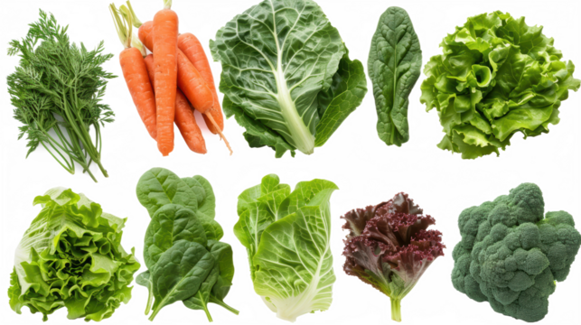 Assorted fresh produce perfect for nutritious meals and culinary creations, PNG, isolated on transparent background.