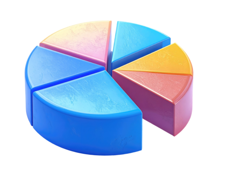 3D pie chart with five segments in vibrant colors