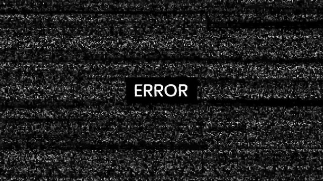 Static or glitchy screen with the word error. Static or glitchy screen with the word error, ideal for techrelated designs or illustrating technical issues in presentations or videos.