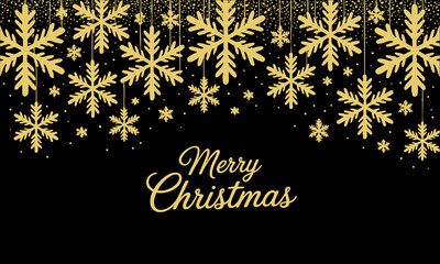 Golden Glitter Snowflake Christmas Frame Vector Luxury Winter Holiday Background Illustration, Christmas design for greeting card. Vector illustration, merry xmas snow flake header, easily editable.