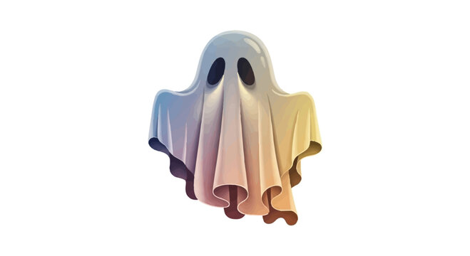 Whimsical, friendly ghost illustration with soft, colorful gradient and playful expression