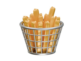 French fries basket icon 3d illustration render