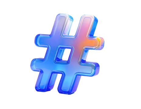 3D holographic hashtag symbol