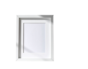 White picture frame, rectangular shape, empty space inside