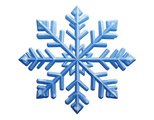 Detailed, vibrant blue snowflake graphic