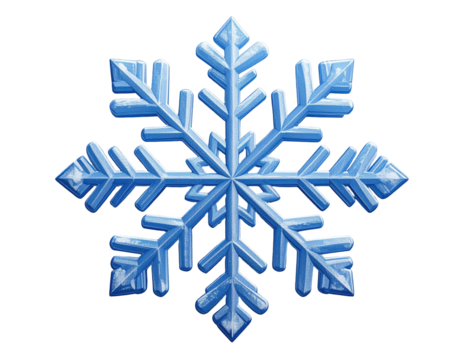 Detailed, vibrant blue snowflake graphic