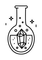 Glowing Crystal Growth - Line Art Vector
