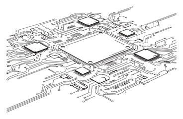Motherboard Cityscape Abstract Tech Vector
