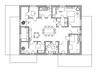 Coworking Space Floor Plan - Minimalist Line Art