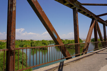 Genc bridge on Bingol road built on Murat river in Turkey